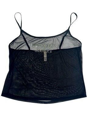 Vintage Y2K Victoria’s Secret Rhinestone Black Mesh Cami Top M
